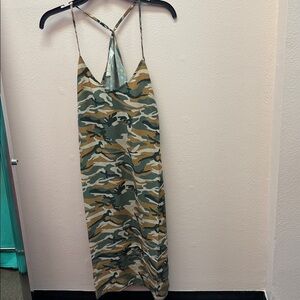 La Boheme Nova Silk Camisole Dress Camo/SHABORI MIX Print NWT
